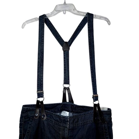 Ann Taylor LOFT Jeans Women's Sz 16 Blue Y2K Full Leg Wide Denim Suspender Jean - Picture 10 of 16